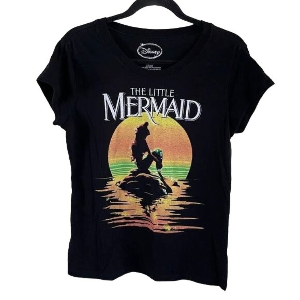 Disney Juniors The Little Mermaid Black Movie Tee, Sz 15/17